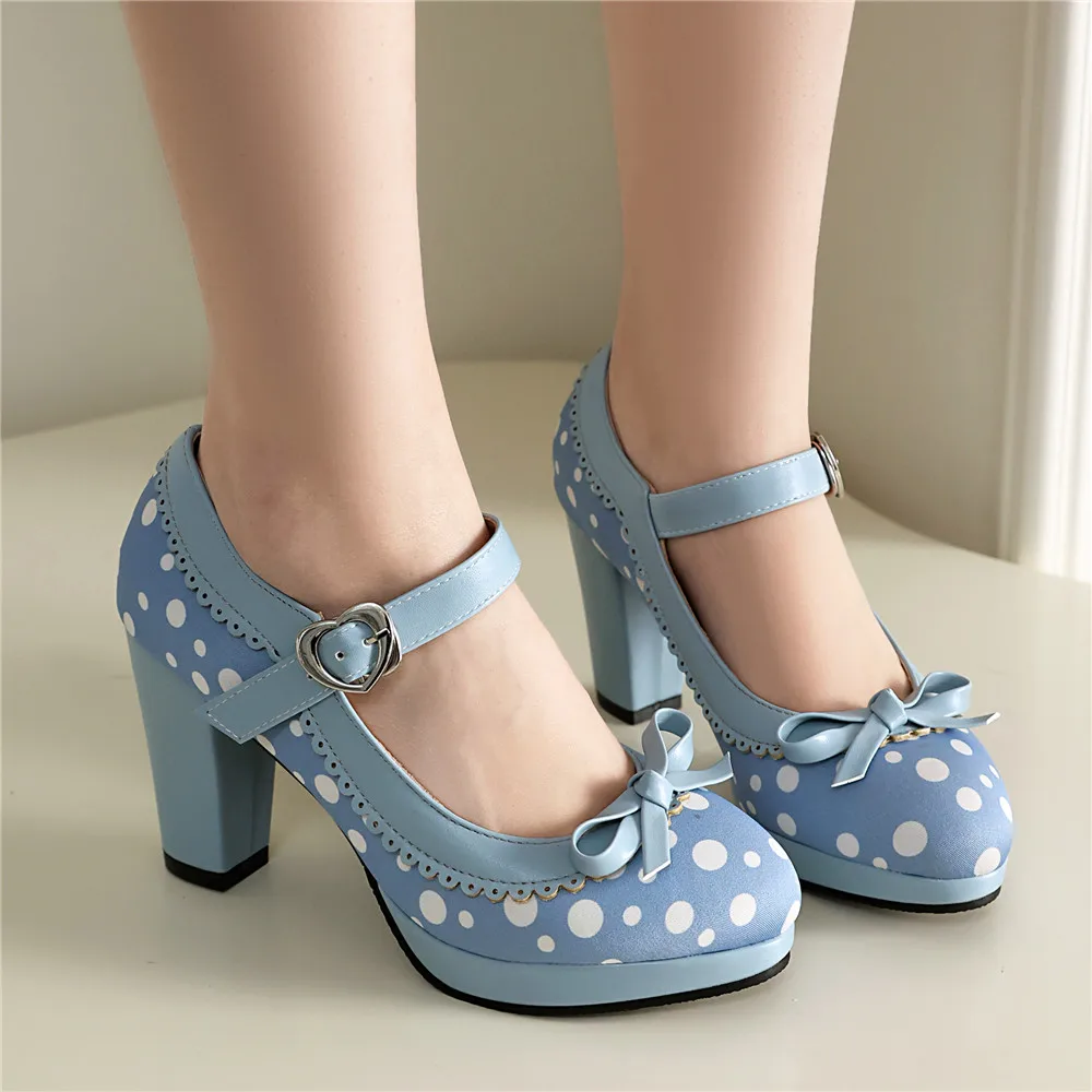 Women'S Shoes Navy Blue - 2025 New Polka dot Lolita Shoes