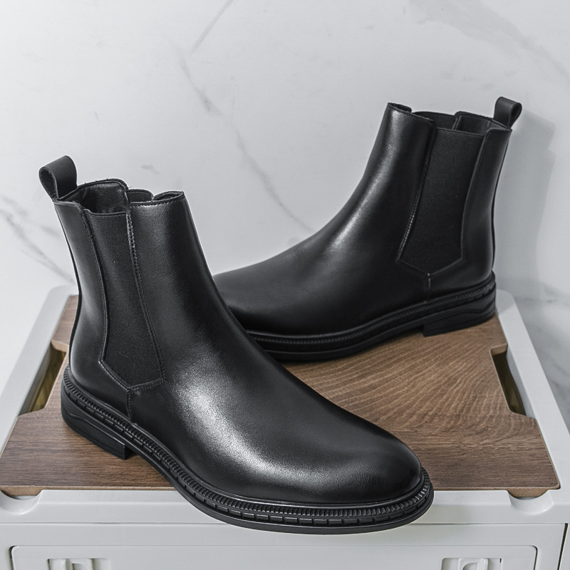 Pointed Toe Flat - British Style Chelsea Men's Boots Leather