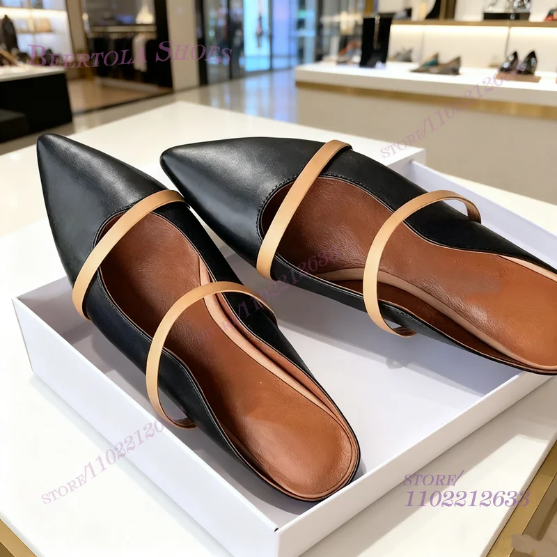 Pointed Toe Flat - Flat Mules Half Round Pointed Toe
