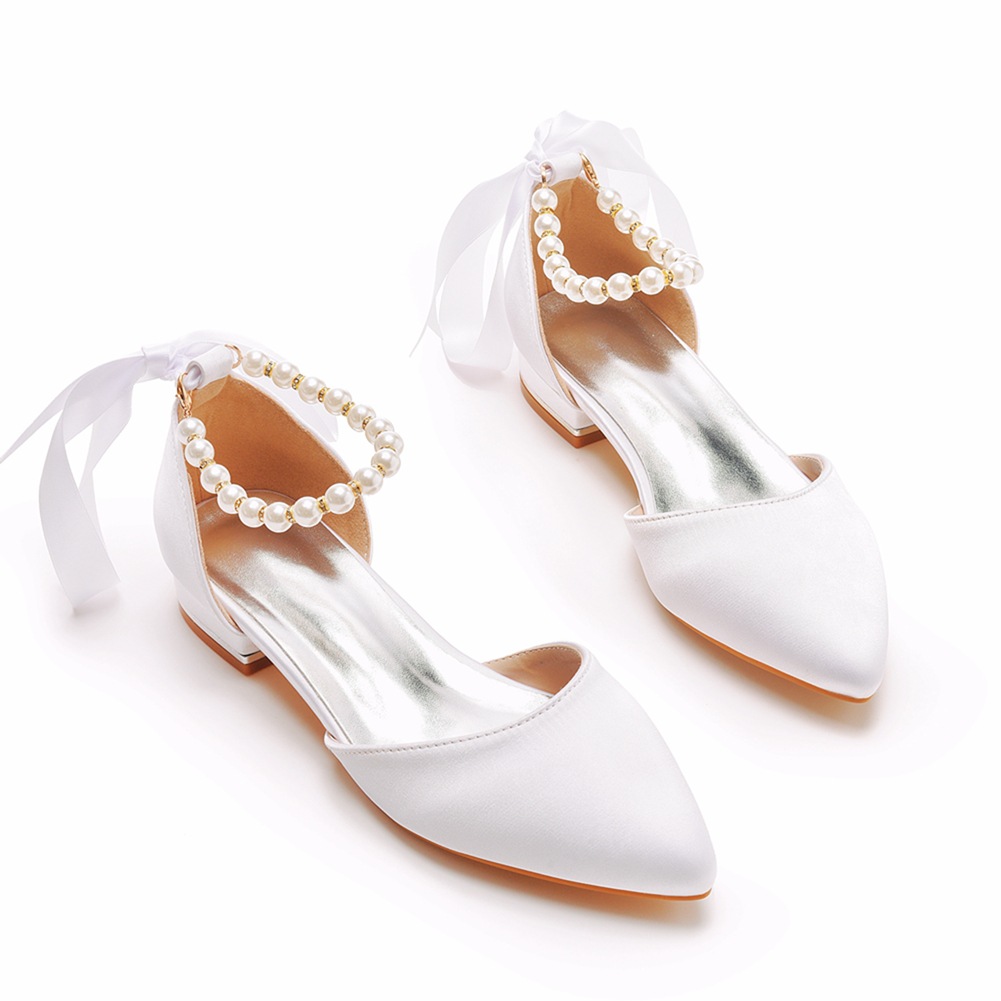 Pointed Toe Flat - Wedding Shoes Bride Flat Heel Pointed