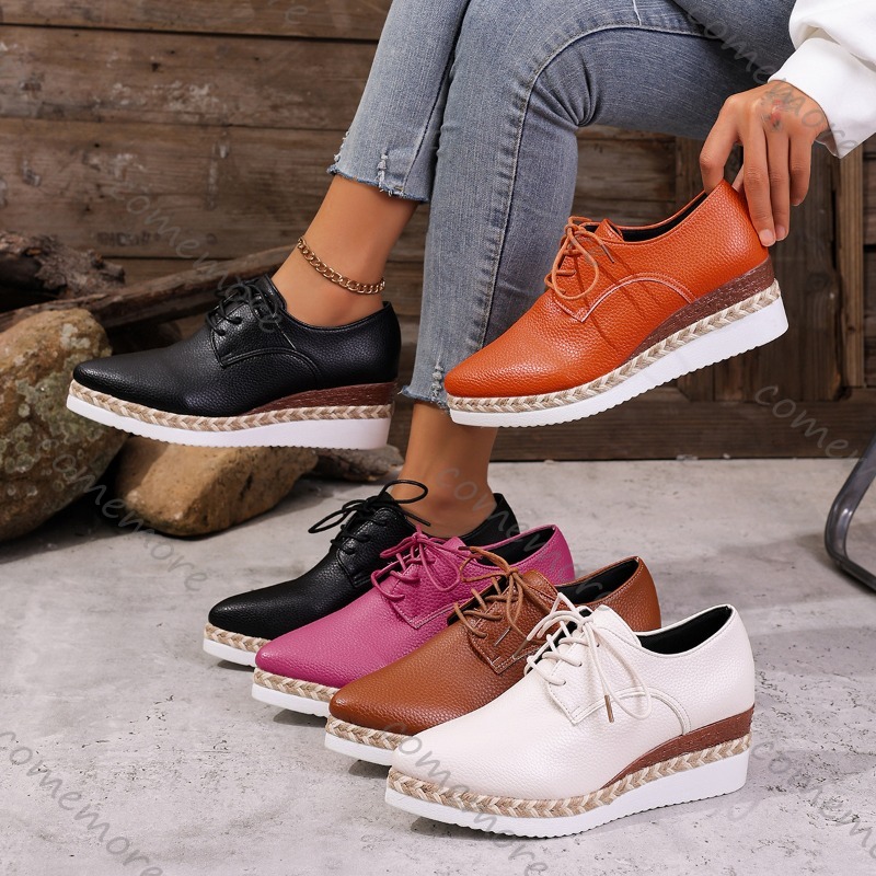 Leather Lace-Up Women's Wedge  - Espadrille Wedge Shoes incelemesi ve fiyatı
