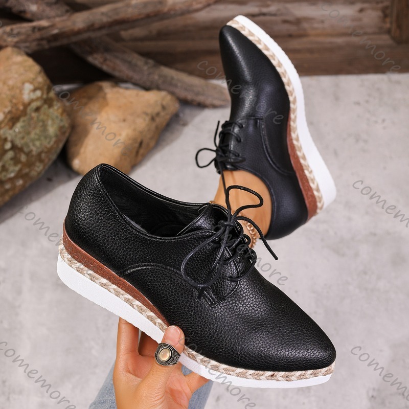 Leather Lace-Up Women's Wedge  - Espadrille Wedge Shoes incelemesi ve fiyatı