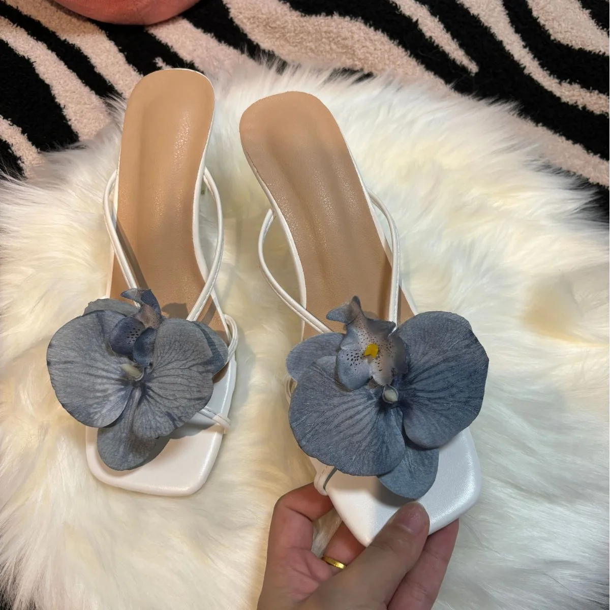 Orchid Flower Summer New High  - Women'S Shoes Navy Blue incelemesi ve fiyatı
