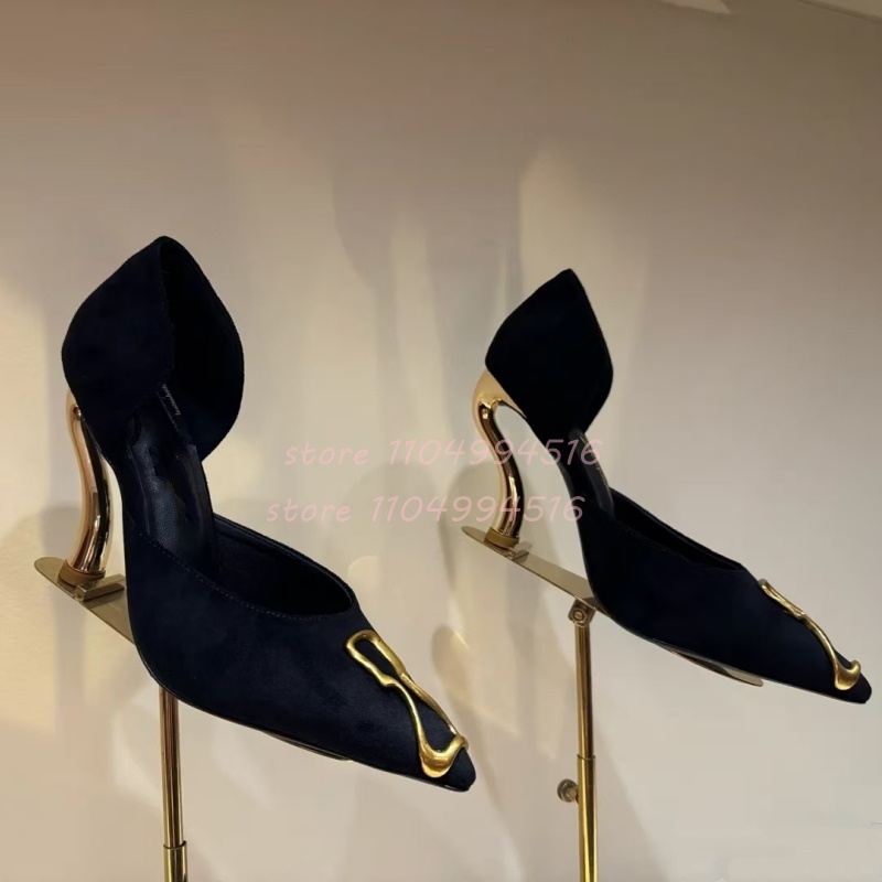 Metal Decor Black Suede Cover  - Women Shoes Model incelemesi ve fiyatı