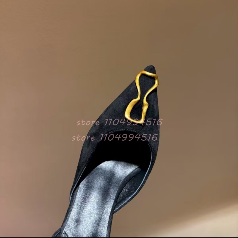 Metal Decor Black Suede Cover  - Women Shoes Model incelemesi ve fiyatı