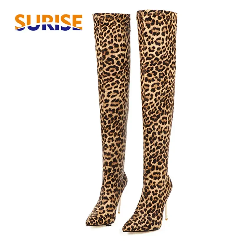 Plus Size Stretch Leopard Over - Sock Boot Women incelemesi ve fiyatı