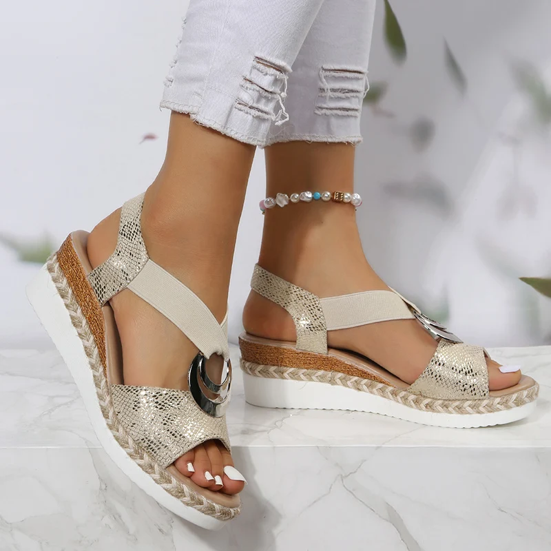 Metal Buckle Wedge Sandals for - Espadrille Wedge Shoes incelemesi ve fiyatı