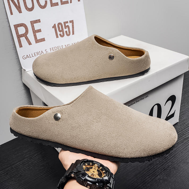 Men Suede Leather Slippers Mul - Women'S Shoes With Arch Support incelemesi ve fiyatı