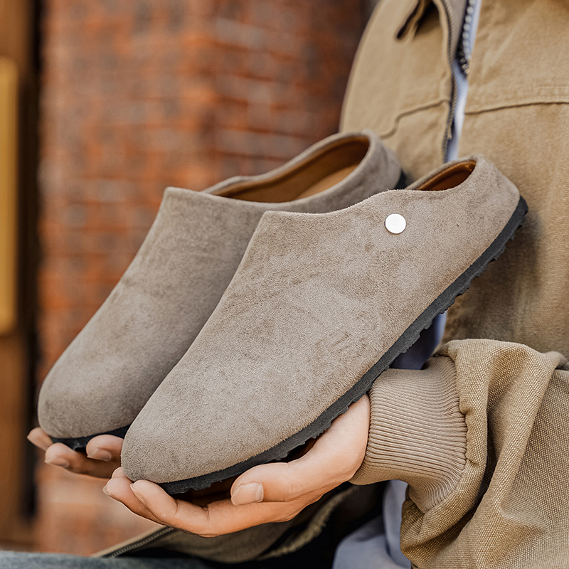 Men Suede Leather Slippers Mul - Women'S Shoes With Arch Support incelemesi ve fiyatı