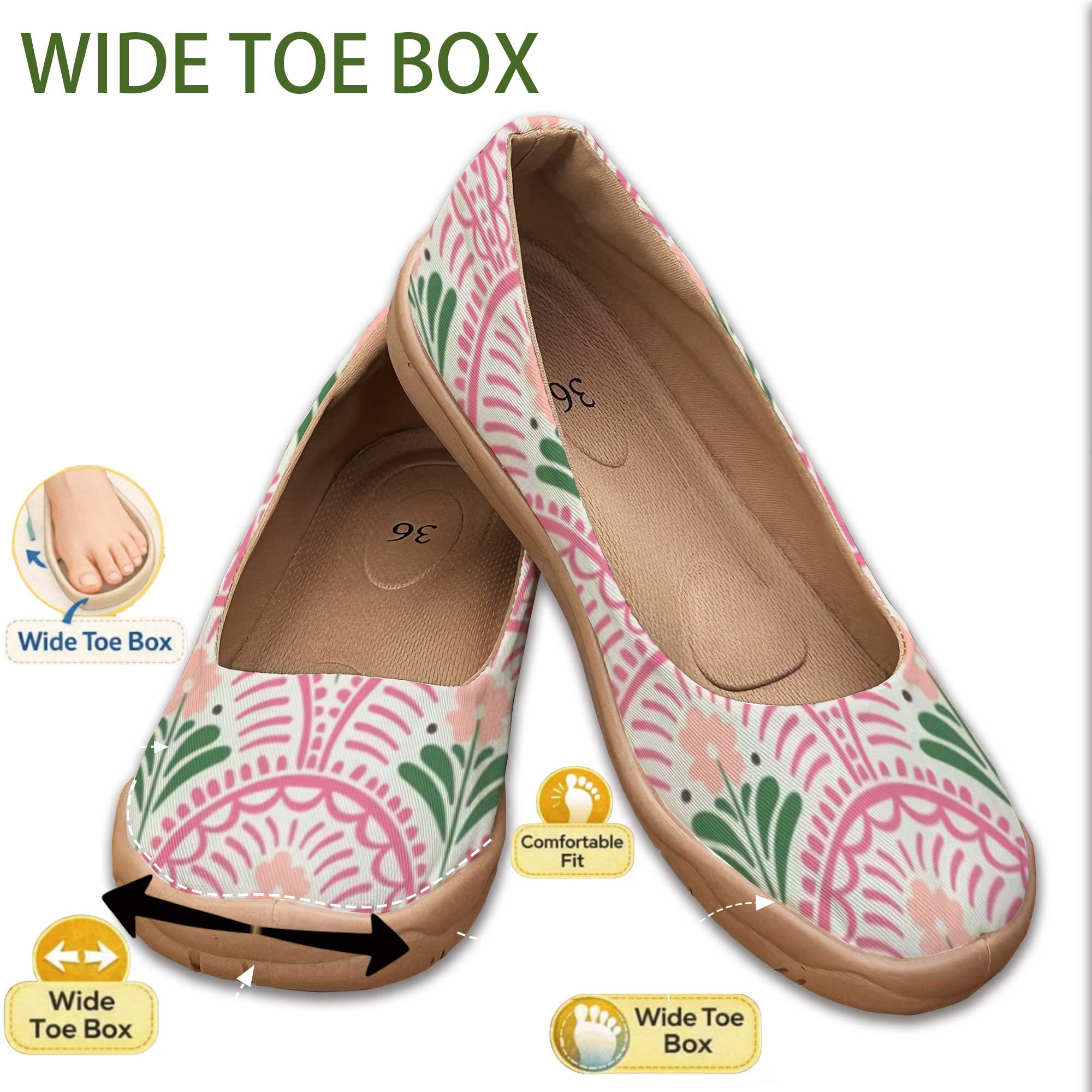 Bohemian Style Wide-Fit Women' - Women'S Shoes For Wide Feet incelemesi ve fiyatı