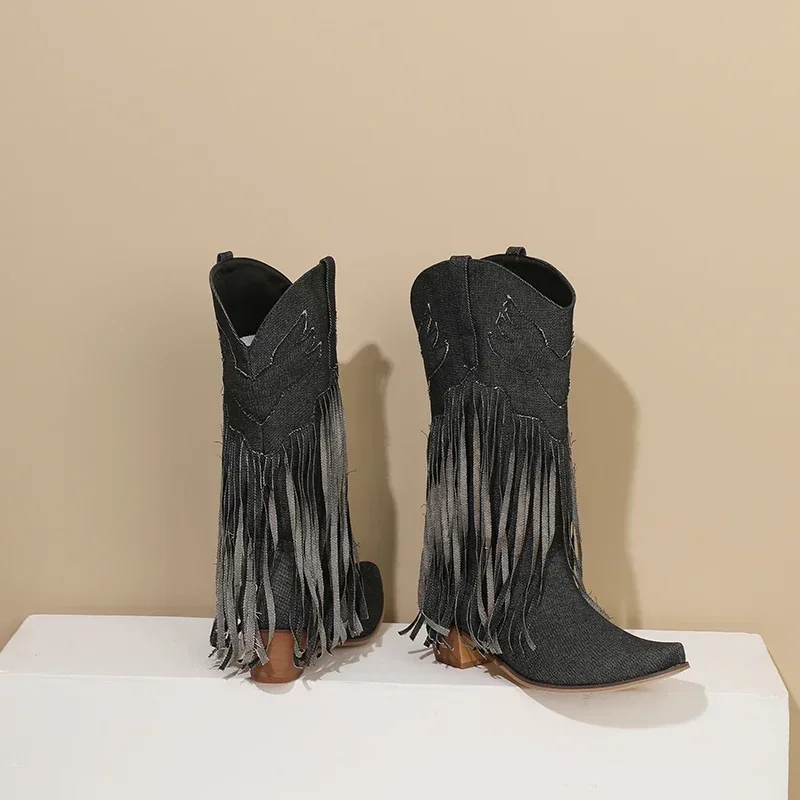 Winter Western Women Mid-calf  - Women'S Shoes Navy Blue incelemesi ve fiyatı