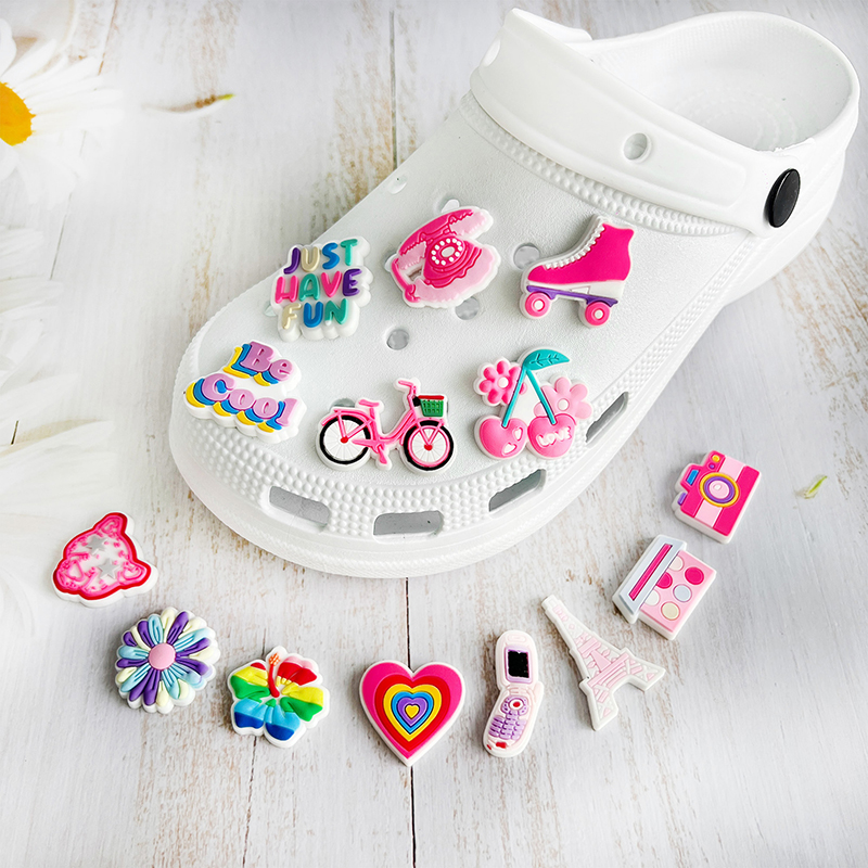 Cute Pink Bow Bicycle Rainbow  - Croc Style Clog incelemesi ve fiyatı