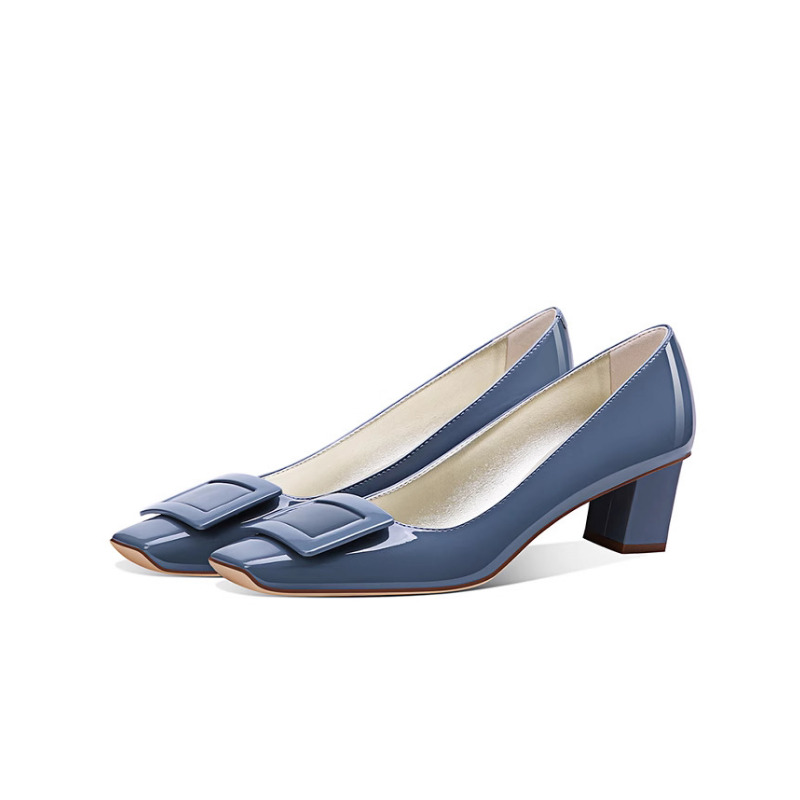 Elegant Blue Square Buckle Pum - Women'S Shoes Navy Blue incelemesi ve fiyatı