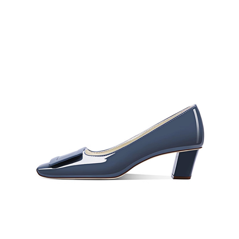 Elegant Blue Square Buckle Pum - Women'S Shoes Navy Blue incelemesi ve fiyatı
