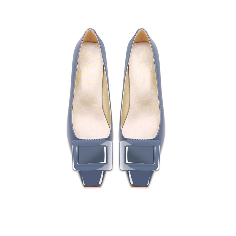 Elegant Blue Square Buckle Pum - Women'S Shoes Navy Blue incelemesi ve fiyatı