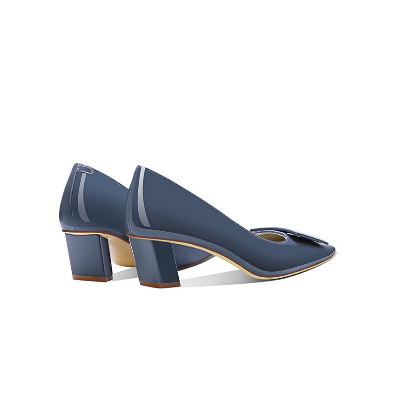 Elegant Blue Square Buckle Pum - Women'S Shoes Navy Blue incelemesi ve fiyatı