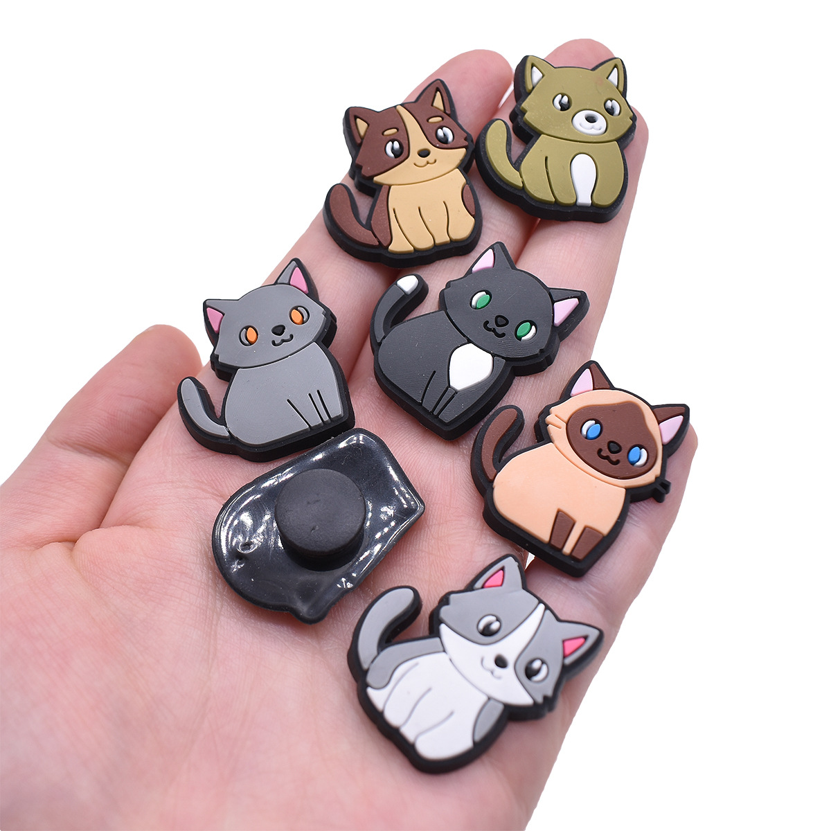 1Pcs PVC Cute Cats Shoes Charm - Croc Style Clog incelemesi ve fiyatı
