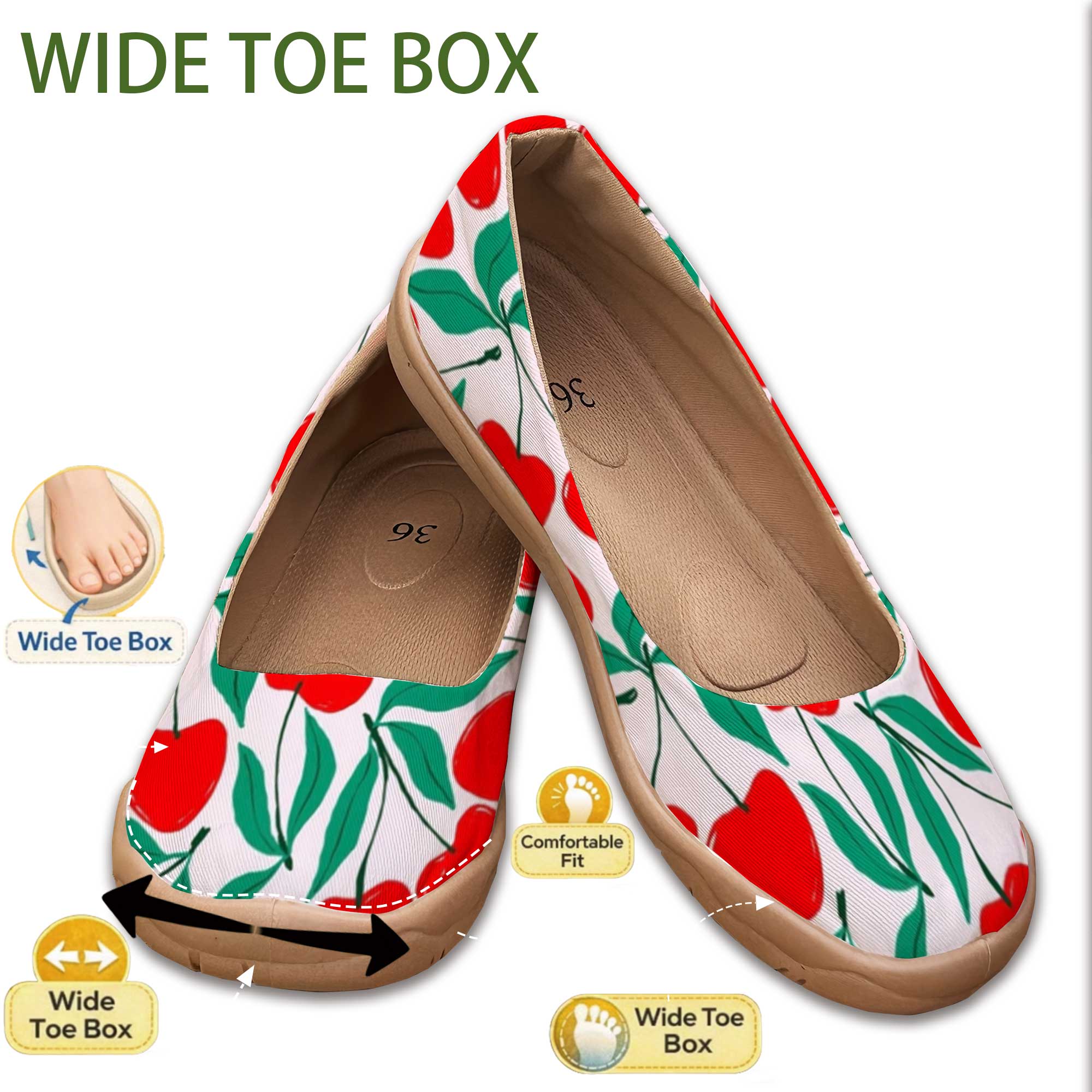 Sweet Cherry-Colored Wide-Fit  - Women'S Shoes For Wide Feet incelemesi ve fiyatı