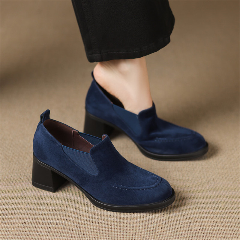 New Spring/Autumn Sheep Suede  - Women'S Shoes Navy Blue incelemesi ve fiyatı