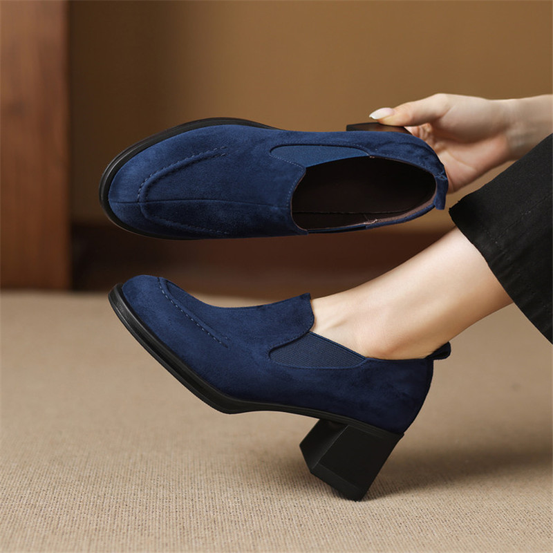 New Spring/Autumn Sheep Suede  - Women'S Shoes Navy Blue incelemesi ve fiyatı