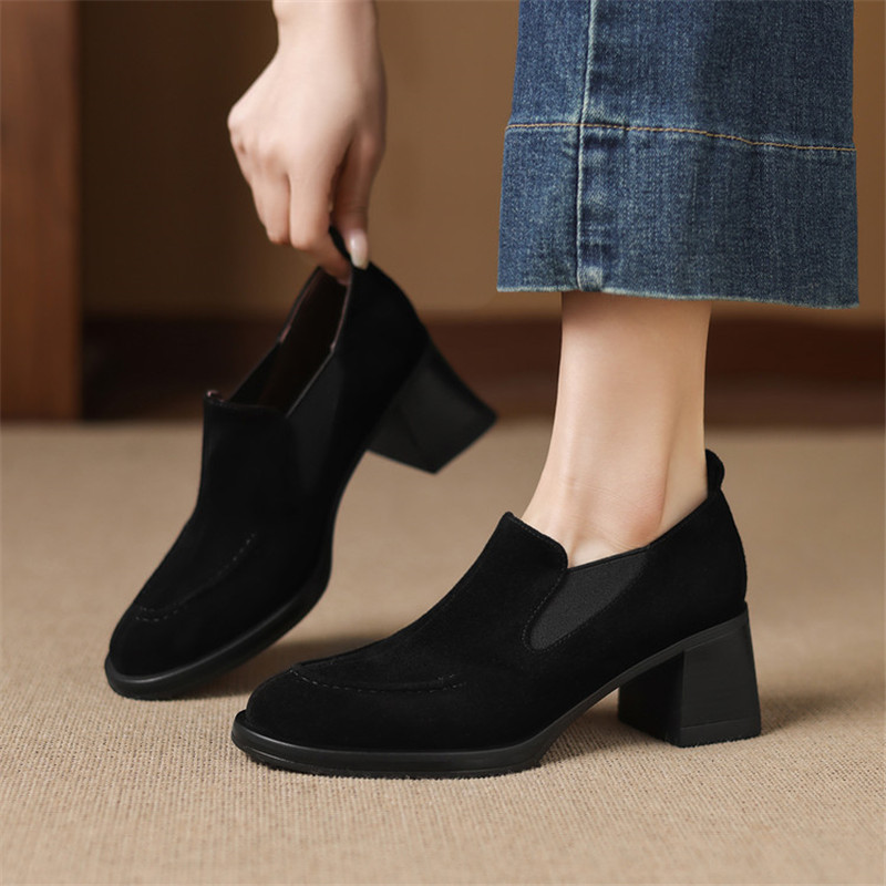 New Spring/Autumn Sheep Suede  - Women'S Shoes Navy Blue incelemesi ve fiyatı