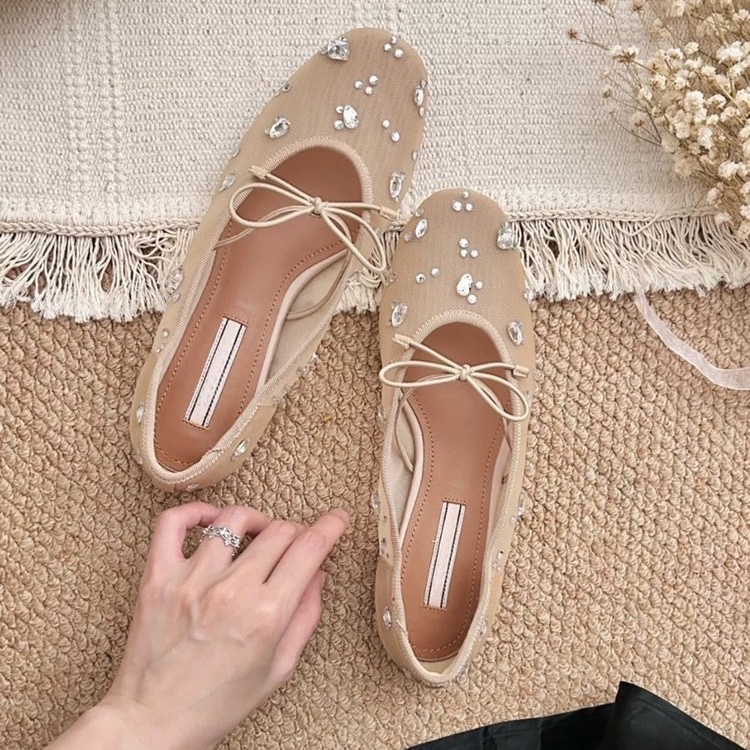Mesh Rhinestone Bow Flat Mary  - Women'S Shoes In Fashion incelemesi ve fiyatı
